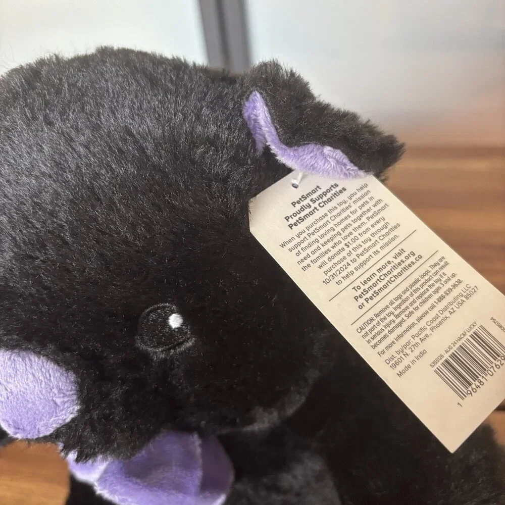 Petsmart‎ BLACK Cat Lucky HALLOWEEN CAT Plush Squeaks NWT